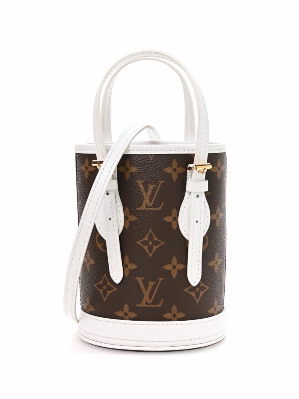 Louis Vuitton Brown Monogram with White Trim Nano Bucket Bag